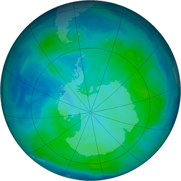 Antarctic ozone map for 28 January 2012